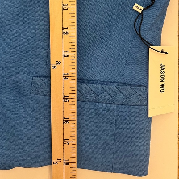 Jason Wu Linen Cropped Blazer Pant Suit Braided Trim Blue Women Size 1… - Picture 13 of 16